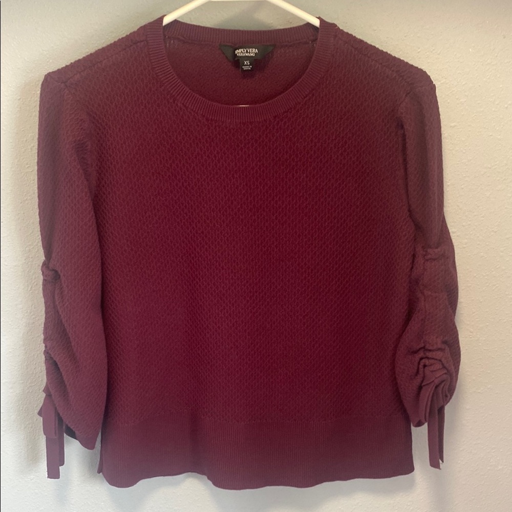 Simply Vera Verawang Sweater with Ruched Sleeves